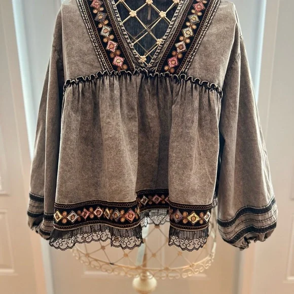 Free people blouse baby doll size large UNIQUE 😉 - Picture 12 of 16